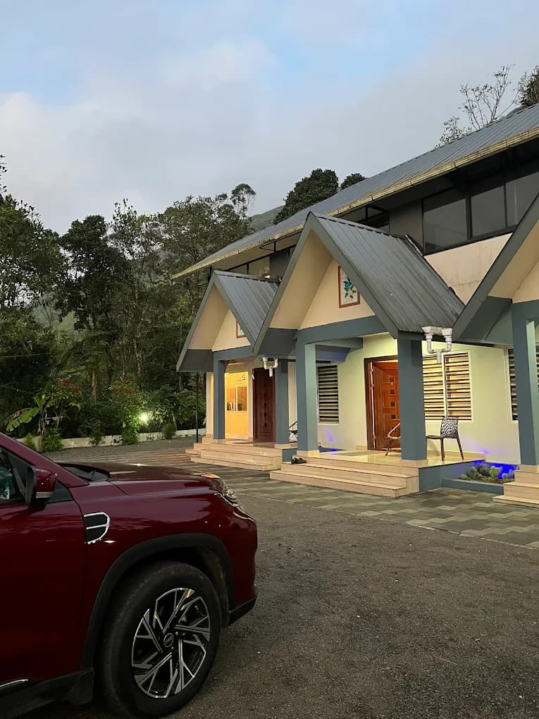 Gramina Resort cottages at dusk