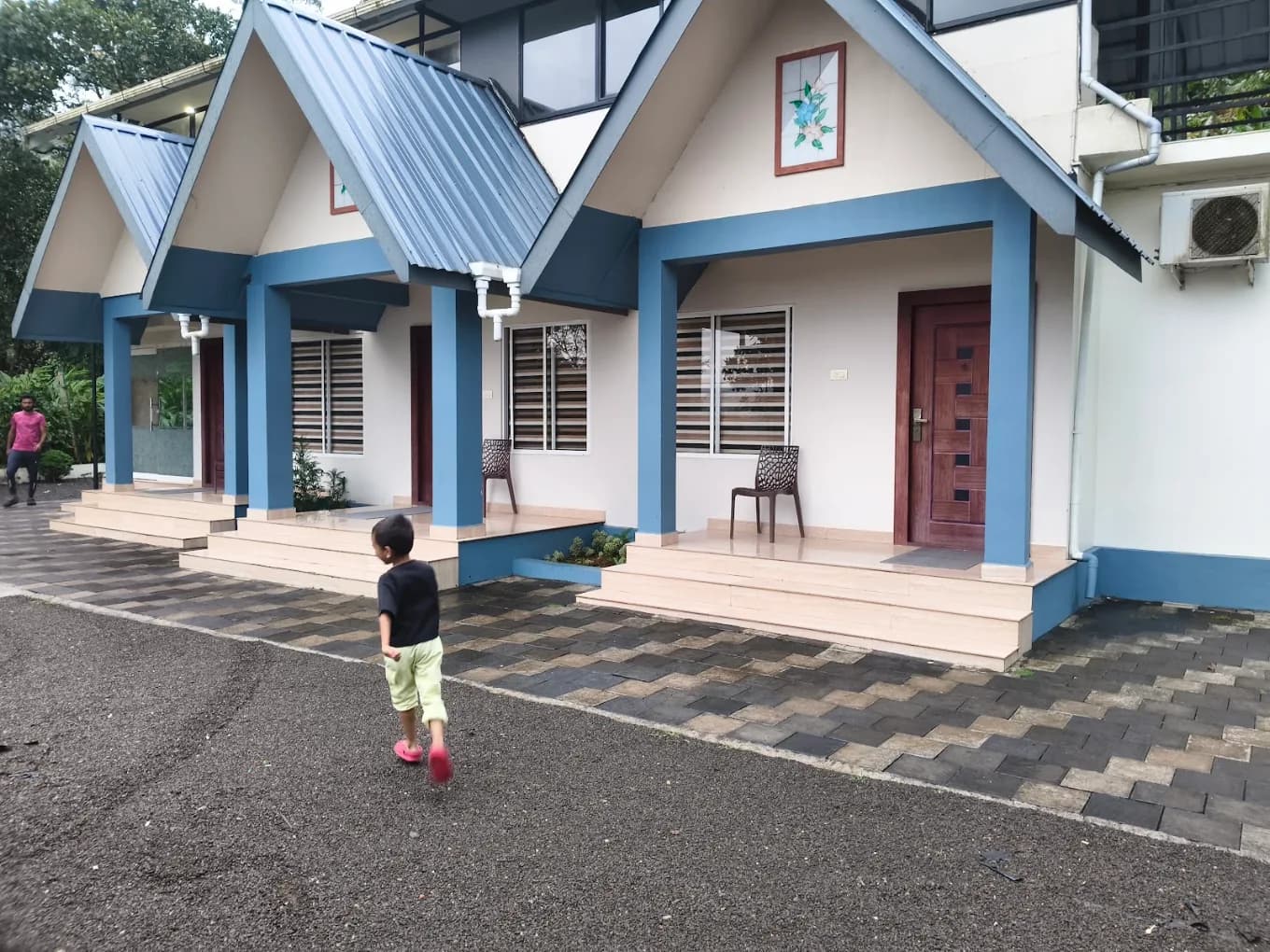 The cottage row and verandahs at Gramina Resort, Vagamon